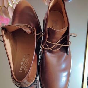 Salvatore Ferragamo Men's Brown Leather Boots New With No Box.
